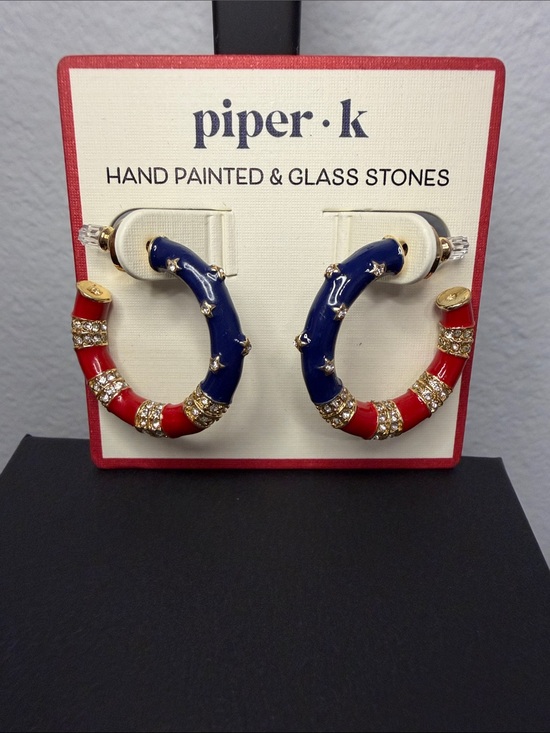 Piper K Jewelry - Piper K | 4th of July Americas Birthday Hoop Rhinestone Earrings 🇺🇸